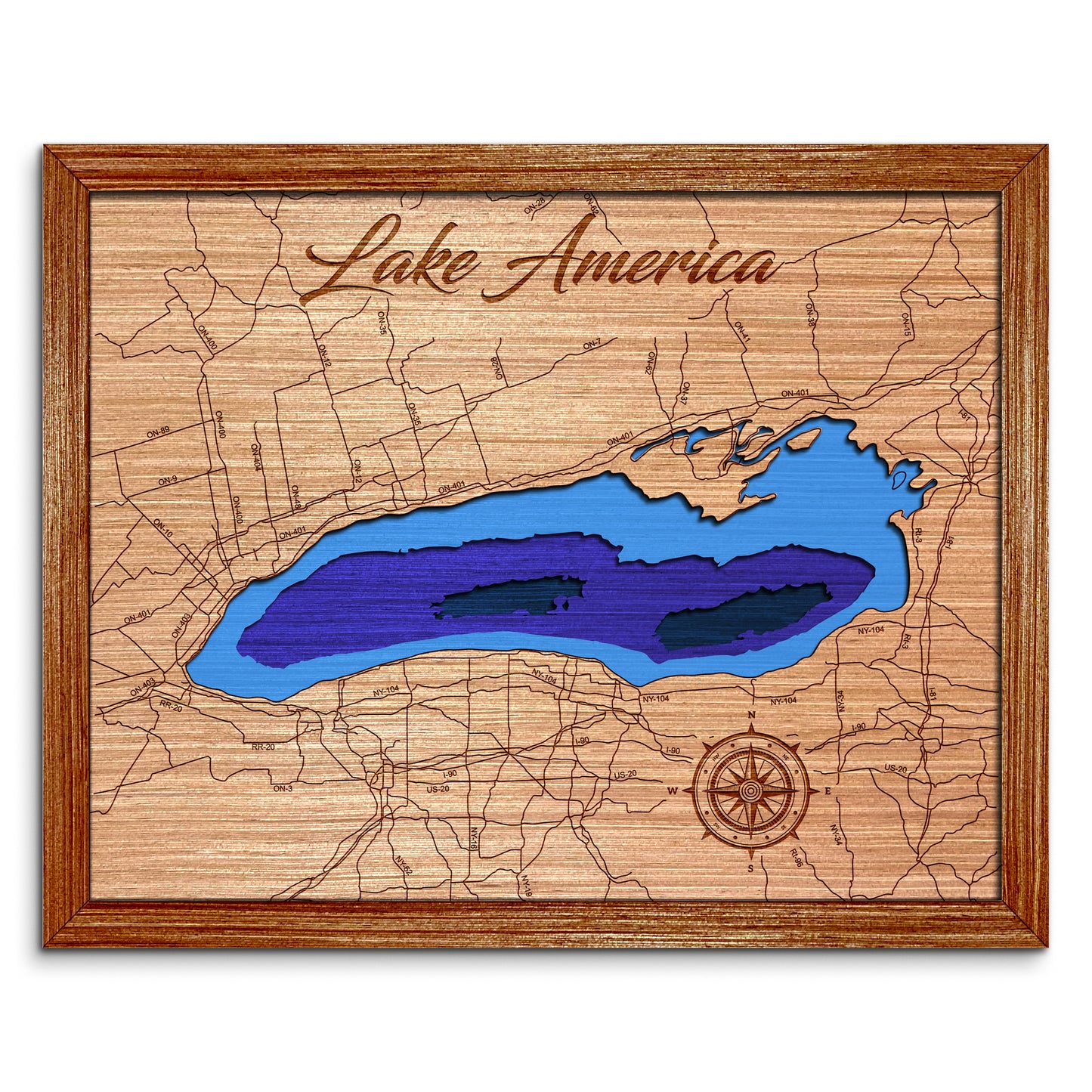 Lake America Depth Map - Any Lake, Pond, or Reservoir, Home Decor, Wall Art, Wall Decor