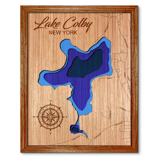 Lake Colby in Franklin, New York Depth Map - Any Lake, Pond, or Reservoir, Home Decor, Wall Art, Wall Decor