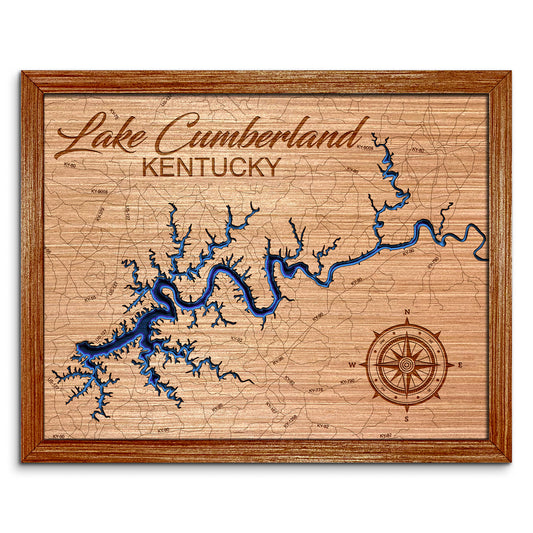 Lake Cumberland, Kentucky Depth Map - Any Lake, Pond, or Reservoir - Unique Home Decor, Wall Art, Wall Decor