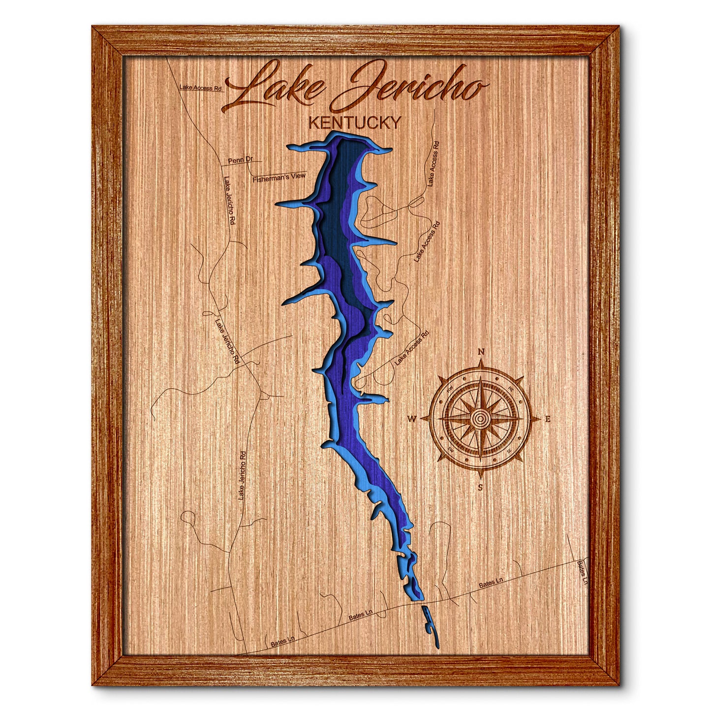Lake Jericho, Kentucky Depth Map - Any Lake, Pond, or Reservoir, Home Decor, Wall Art, Wall Decor
