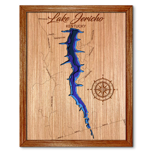 Lake Jericho, Kentucky Depth Map - Any Lake, Pond, or Reservoir, Home Decor, Wall Art, Wall Decor