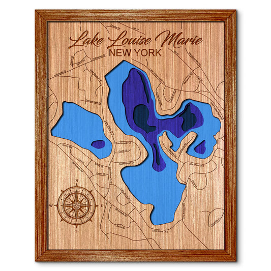 Lake Louise Marie, New York Depth Map - Any Lake, Pond, or Reservoir, Home Decor, Wall Art, Wall Decor