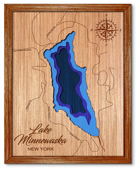 Lake Minnewaska, New York Depth Map - Any Lake, Pond, or Reservoir, Home Decor, Wall Art, Wall Decor