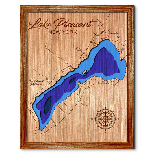 Lake Pleasant, New York Depth Map - Any Lake, Pond, or Reservoir, Home Decor, Wall Art, Wall Decor