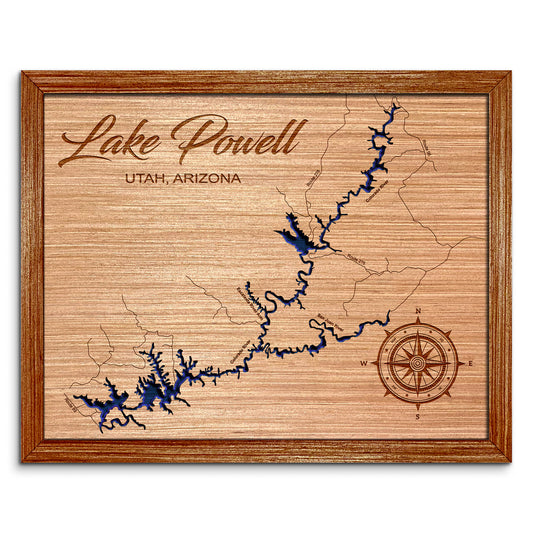 Lake Powell, Arizona & Utah Depth Map - Any Lake, Pond, or Reservoir, Home Decor, Wall Art, Wall Decor