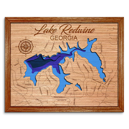 Lake Redwine, Georgia Depth Map - Any Lake, Pond, or Reservoir, Home Decor, Wall Art, Wall Decor