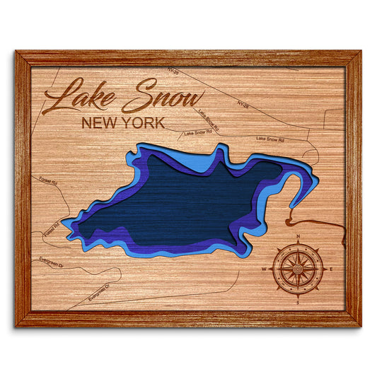 Lake Snow in Hamilton County, New York Depth Map - Any Lake, Pond, or Reservoir, Home Decor, Wall Art, Wall Decor