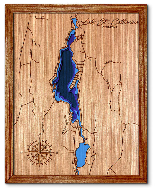 Lake St. Catherine, Vermont Depth Map - Any Lake, Pond, or Reservoir, Home Decor, Wall Art, Wall Decor