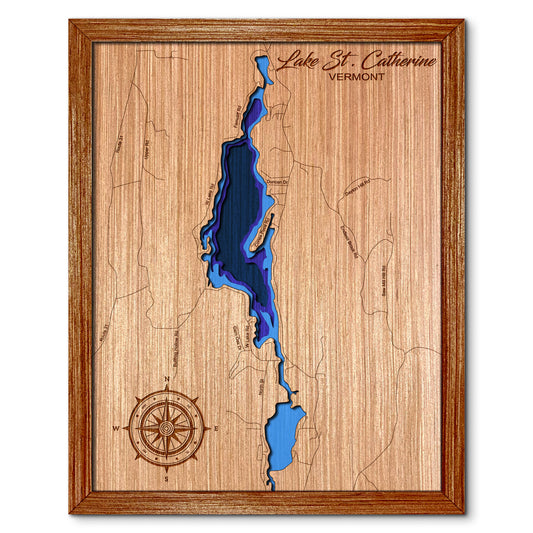 Lake St. Catherine, Vermont Depth Map - Any Lake, Pond, or Reservoir, Home Decor, Wall Art, Wall Decor