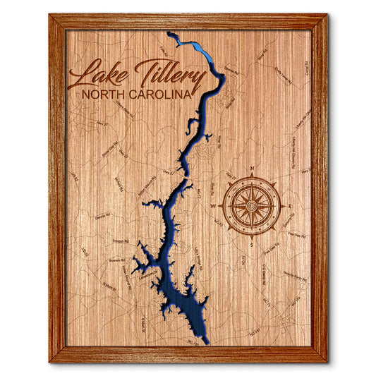 Lake Tillery, North Carolina Depth Map - Any Lake, Pond, or Reservoir, Home Decor, Wall Art, Wall Decor