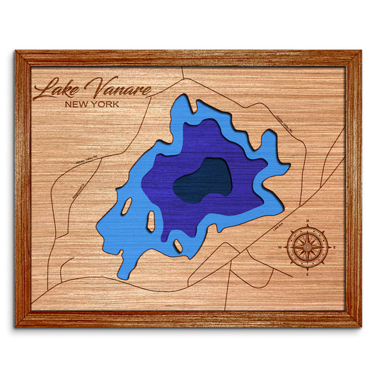 Lake Vanare, New York Depth Map - Any Lake, Pond, or Reservoir, Home Decor, Wall Art, Wall Decor