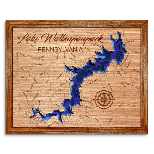Lake Wallenpaupack, Pennsylvania Depth Map - Any Lake, Pond, or Reservoir - Unique Home Decor, Wall Art