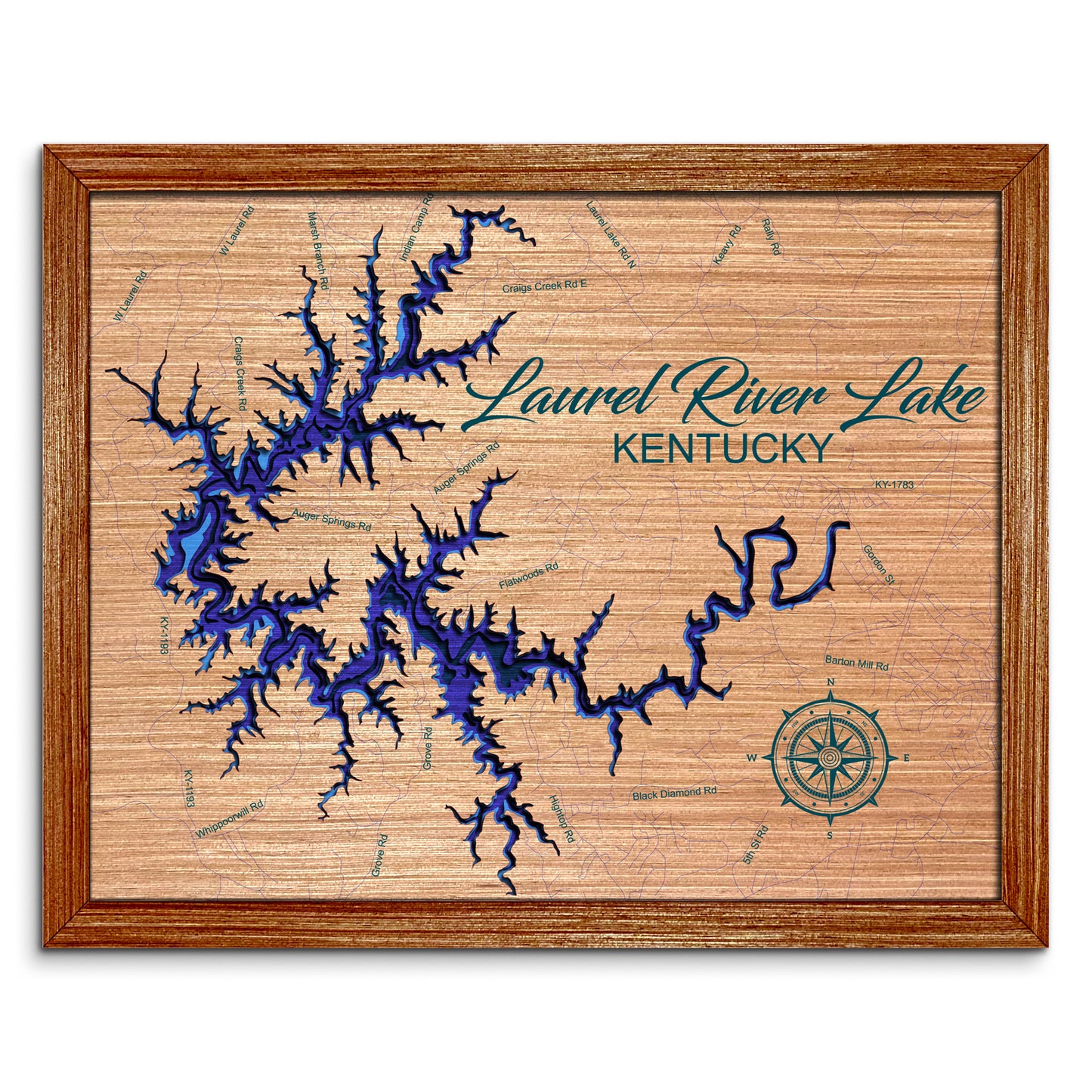 Laurel River Lake, Kentucky Depth Map - Any Lake, Pond, or Reservoir, Home Decor, Wall Art, Wall Decor