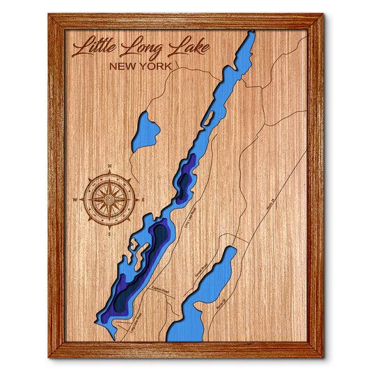 Little Long Lake, New York Depth Map - Any Lake, Pond, or Reservoir, Home Decor, Wall Art, Wall Decor
