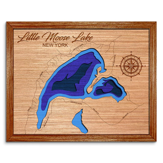 Little Moose, New York Depth Map - Any Lake, Pond, or Reservoir, Home Decor, Wall Art, Wall Decor