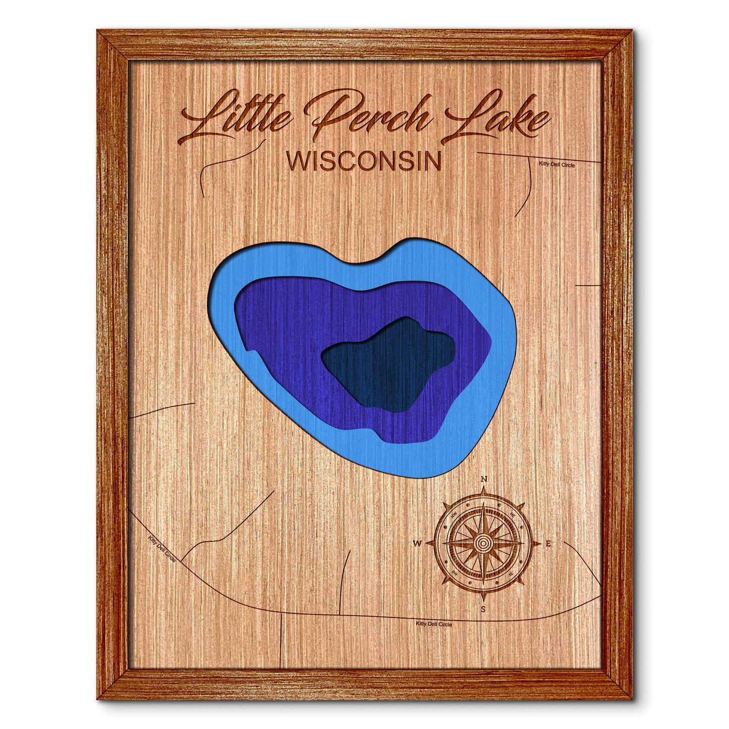 Little Perch Lake, Wisconsin Depth Map - Any Lake, Pond, or Reservoir, Home Decor, Wall Art, Wall Decor