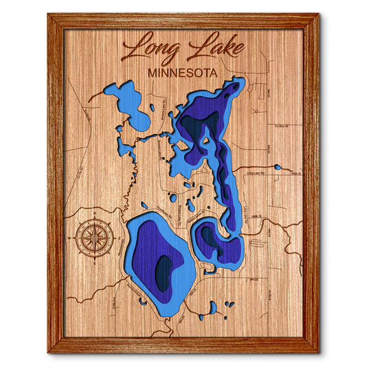 Long Lake in Richmond, Minnesota Depth Map - Any Lake, Pond, or Reservoir, Home Decor, Wall Art, Wall Decor