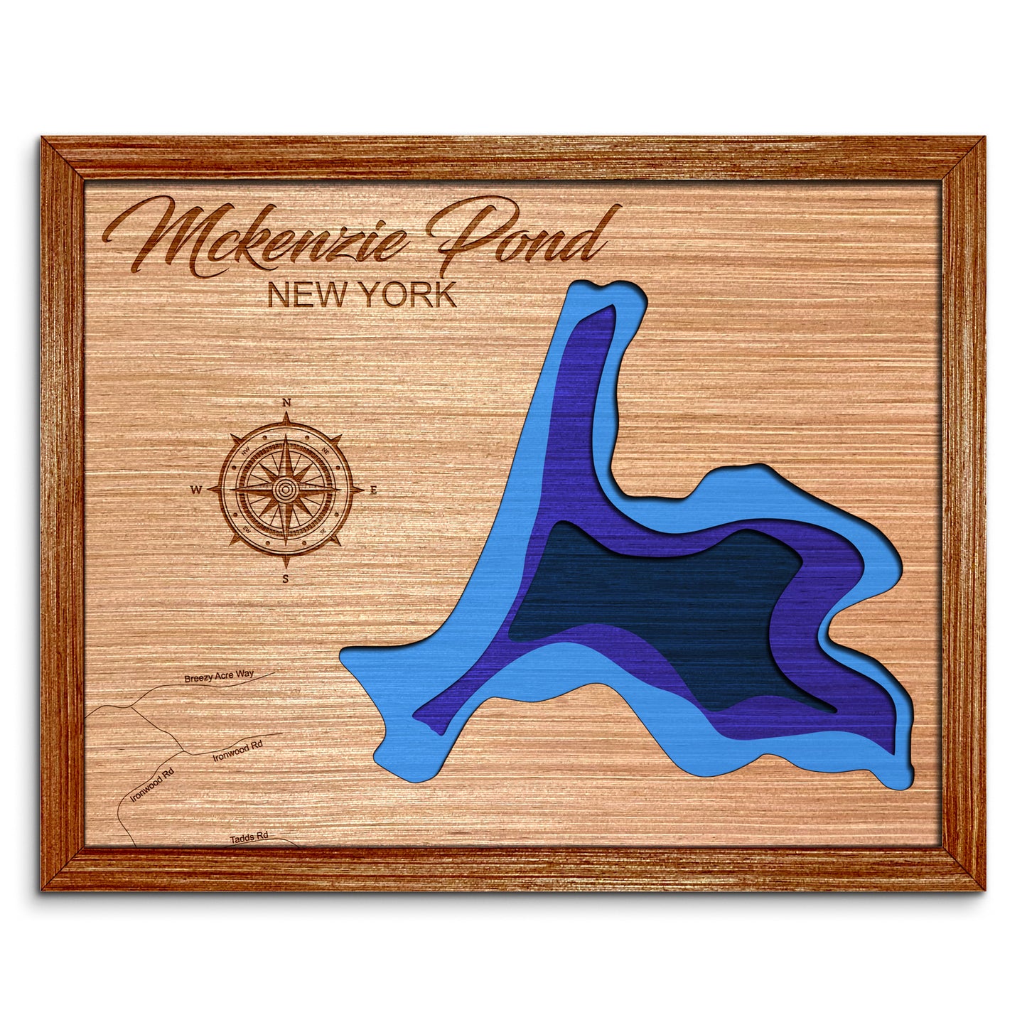 McKenzie Pond, New York Depth Map - Any Lake, Pond, or Reservoir, Home Decor, Wall Art, Wall Decor