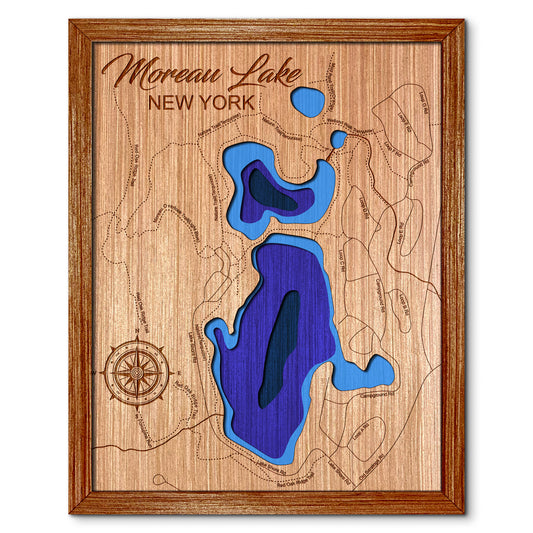 Moreau Lake, New York Depth Map - Any Lake, Pond, or Reservoir, Home Decor, Wall Art, Wall Decor