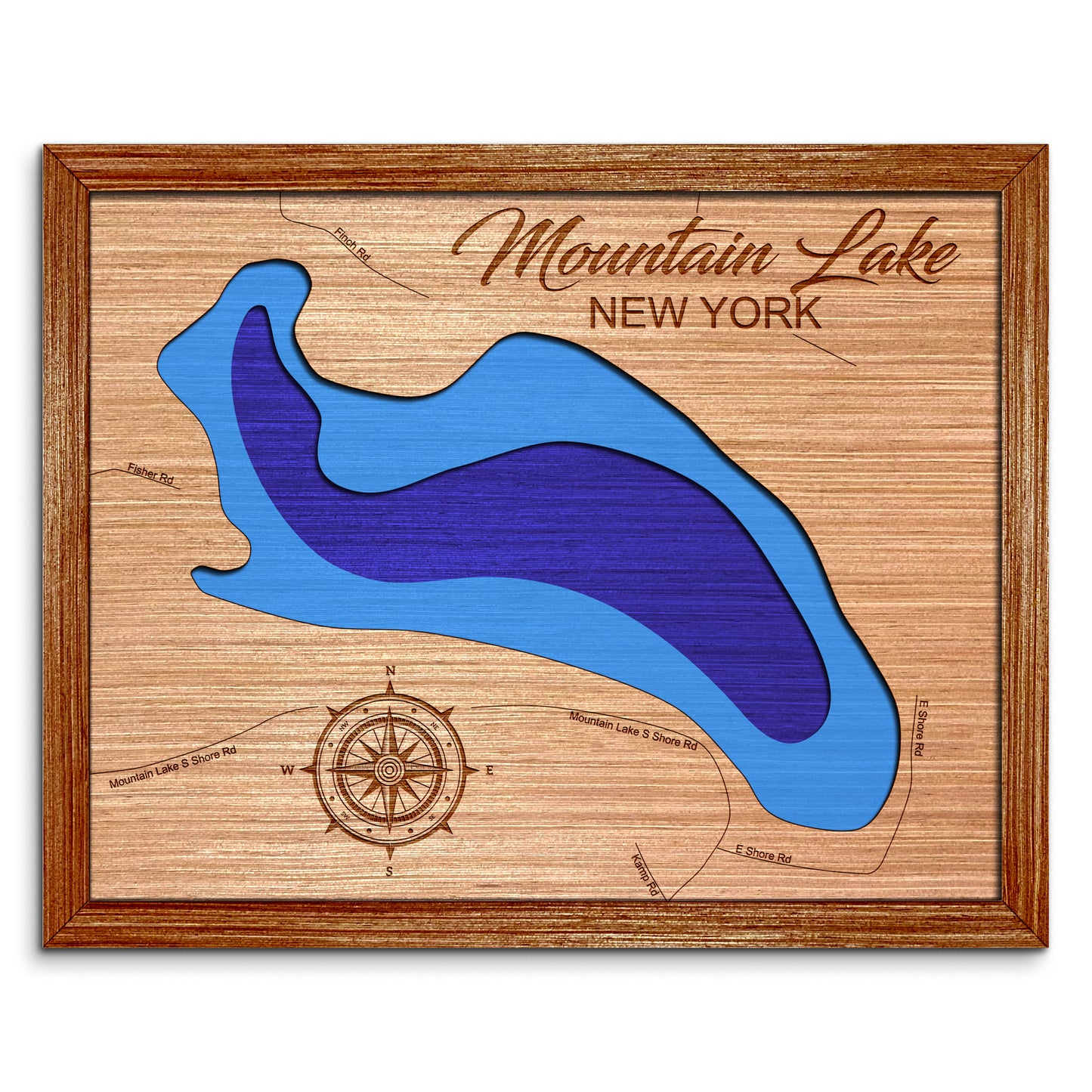 Mountain Lake in Gloversville, New York Depth Map - Any Lake, Pond, or Reservoir - Unique Home Decor, Wall Art