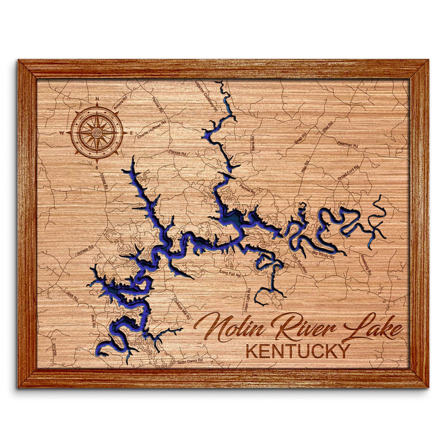 Nolin River Lake, Kentucky Depth Map - Any Lake, Pond, or Reservoir - Unique Home Decor, Wall Art