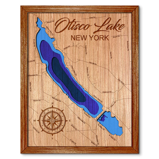 Otisco Lake, New York Depth Map - Any Lake, Pond, or Reservoir, Home Decor, Wall Art, Wall Decor