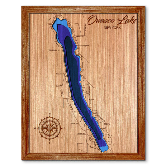 Owasco Lake, New York Depth Map - Any Lake, Pond, or Reservoir, Home Decor, Wall Art, Wall Decor