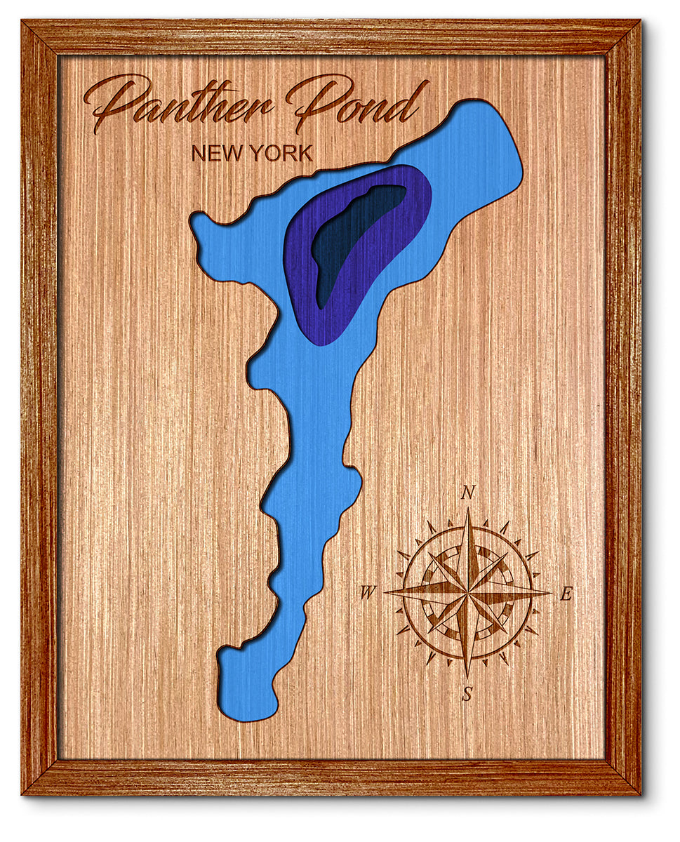 Panther Pond in Lewis, New York Depth Map - Any Lake, Pond, or Reservoir, Home Decor, Wall Art, Wall Decor