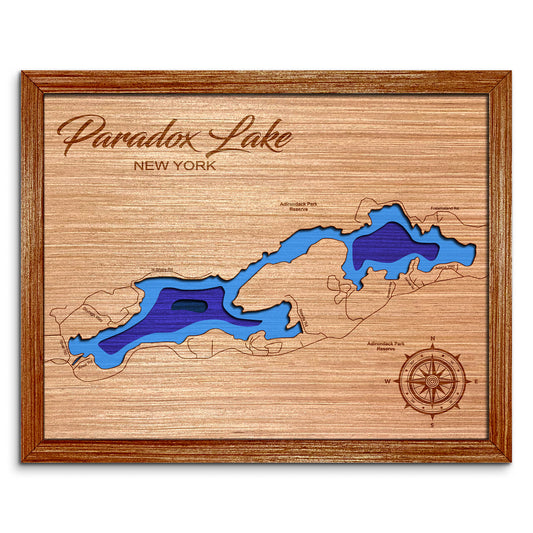 Paradox Lake, New York Depth Map - Any Lake, Pond, or Reservoir, Home Decor, Wall Art, Wall Decor