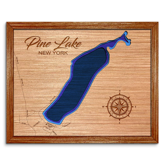 Pine Lake, Caroga New York Depth Map - Any Lake, Pond, or Reservoir - Unique Home Decor, Wall Art