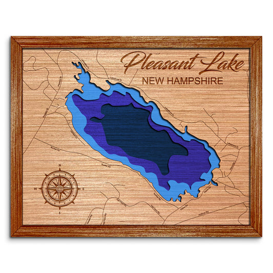 Pleasant Lake, New Hampshire Depth Map - Any Lake, Pond, or Reservoir, Home Decor, Wall Art, Wall Decor