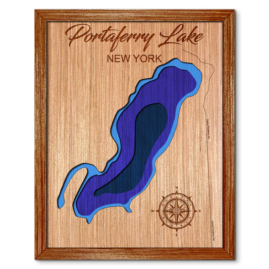 Portaferry Lake, New York Depth Map - Any Lake, Pond, or Reservoir - Unique Home Decor, Wall Art
