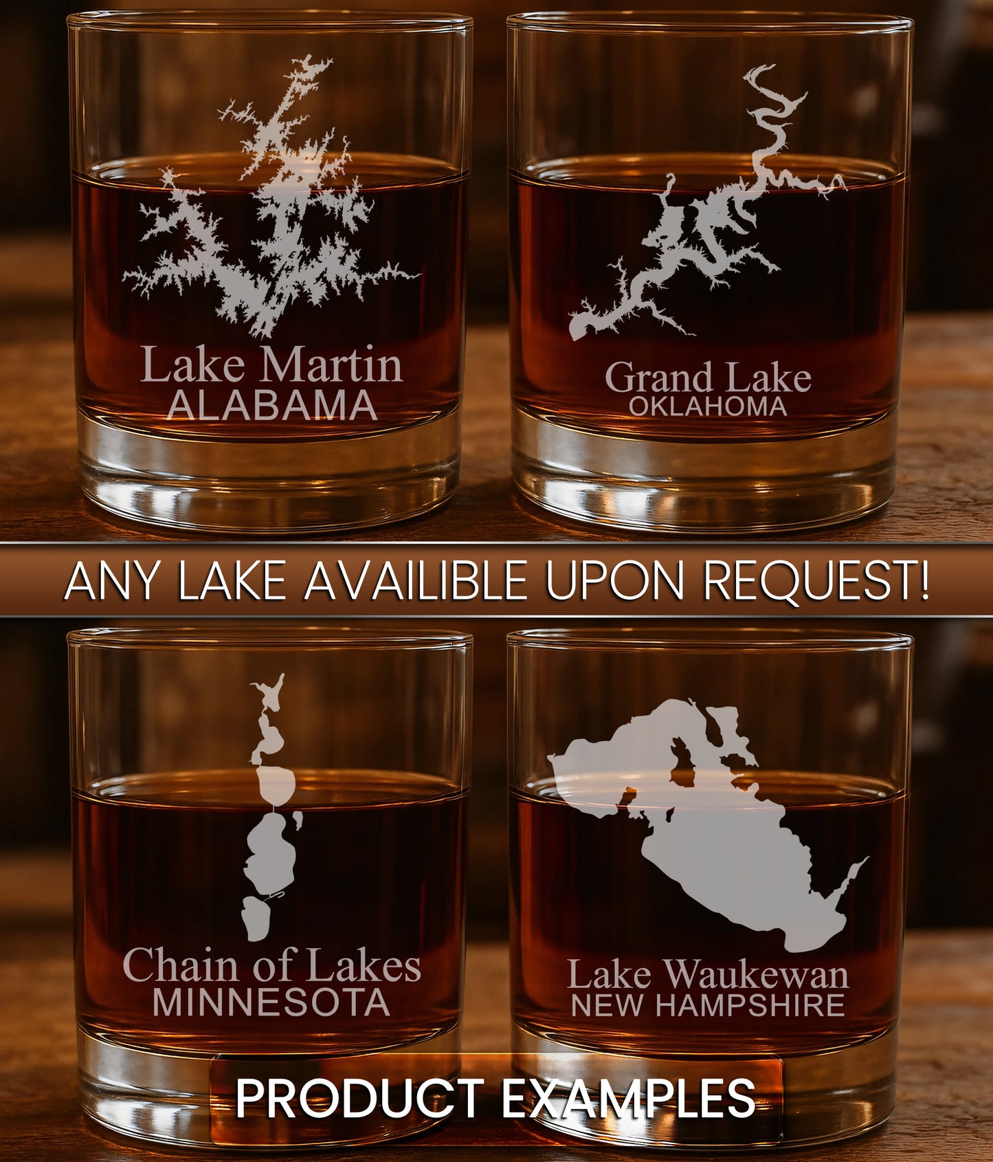 Custom Slate Coasters of ANY Lake. Set of 4! FREE SHIPPING. Great for the lake house or cabin, fishing spot, or camping
