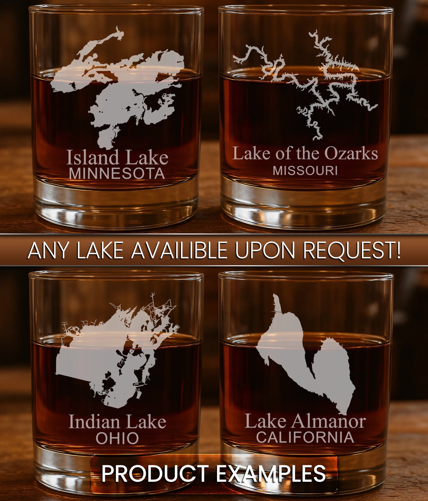 Custom Slate Coasters of ANY Lake. Set of 4! FREE SHIPPING. Great for the lake house or cabin, fishing spot, or camping