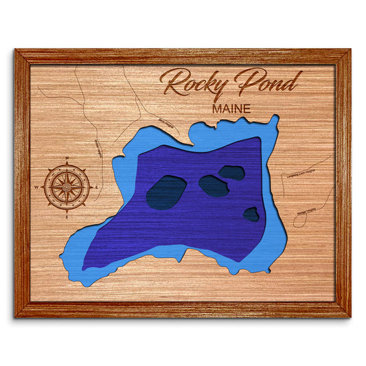 Rocky Pond in Orland, Maine Depth Map - Any Lake, Pond, or Reservoir, Home Decor, Wall Art, Wall Decor
