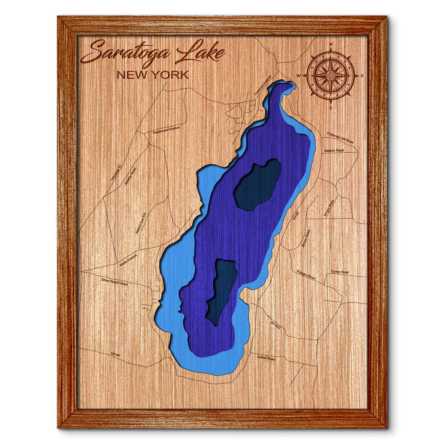 Saratoga Lake, New York Depth Map - Any Lake, Pond, or Reservoir, Home Decor, Wall Art, Wall Decor