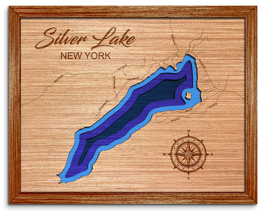 Silver Lake Hawkeye, New York Depth Map - Any Lake, Pond, or Reservoir, Home Decor, Wall Art, Wall Decor