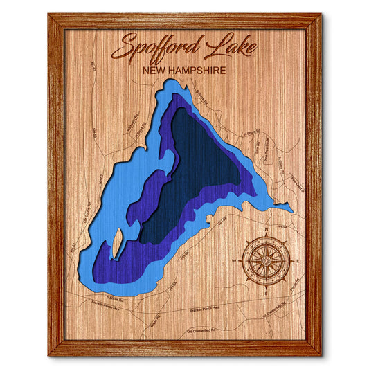 Spofford Lake, New Hampshire Depth Map - Any Lake, Pond, or Reservoir, Home Decor, Wall Art, Wall Decor