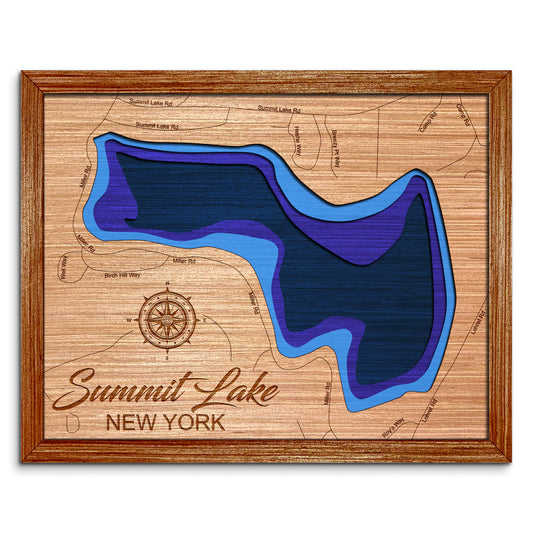 Summit Lake in Argyle, New York Depth Map - Any Lake, Pond, or Reservoir, Home Decor, Wall Art, Wall Decor
