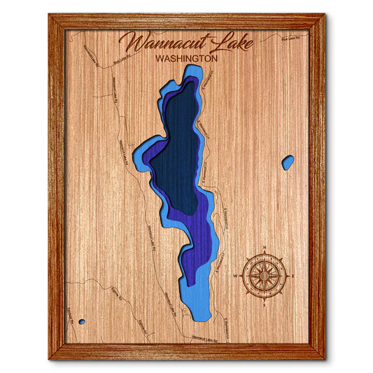 Wannacut Lake, Washington Depth Map - Any Lake, Pond, or Reservoir, Home Decor, Wall Art, Wall Decor