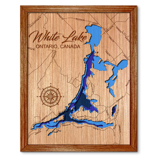 White Lake Ontario, Canada Depth Map - Any Lake, Pond, or Reservoir, Home Decor, Wall Art, Wall Decor