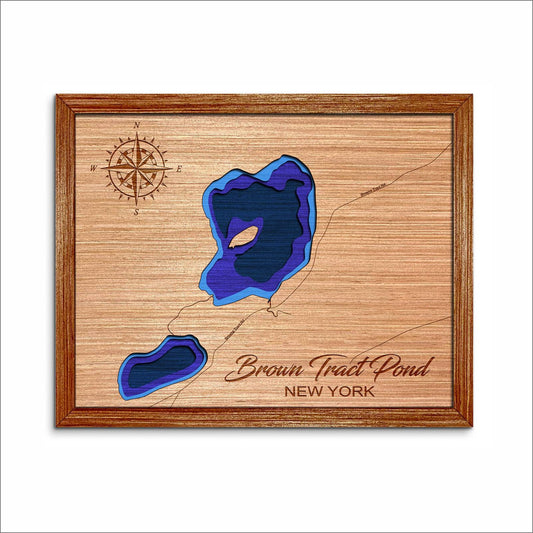 Brown Tract Pond, New York Depth Map - Any Lake, Pond, or Reservoir, Home Decor, Wall Art, wall decor