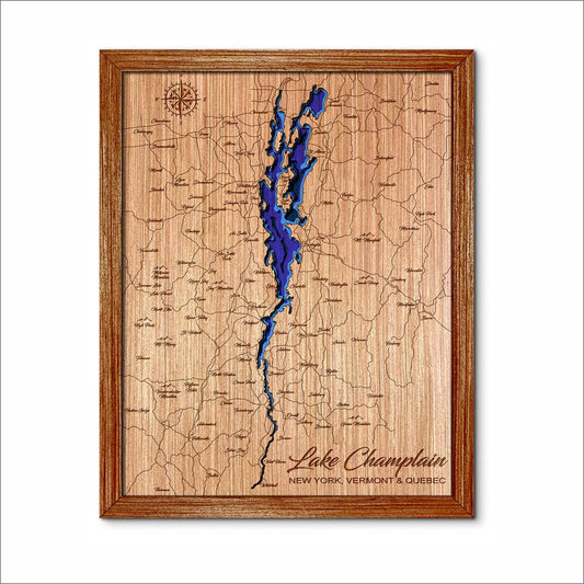 Lake Champlain, New York, Vermont, and Canada Depth Map - Any Lake, Pond, or Reservoir, Home Decor, Wall Art, Wall Decor