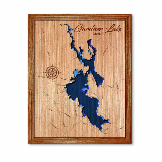 Gardner Lake, Maine Depth Map - Any Lake, Pond, or Reservoir, Home Decor, Wall Art, wall decor