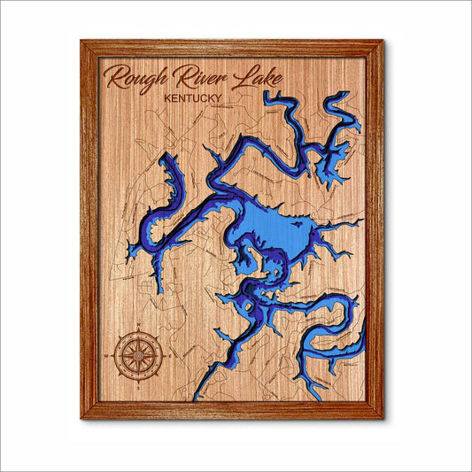 Rough River Lake, Kentucky Depth Map - Any Lake, Pond, or Reservoir, Home Decor, Wall Art, Wall Decor