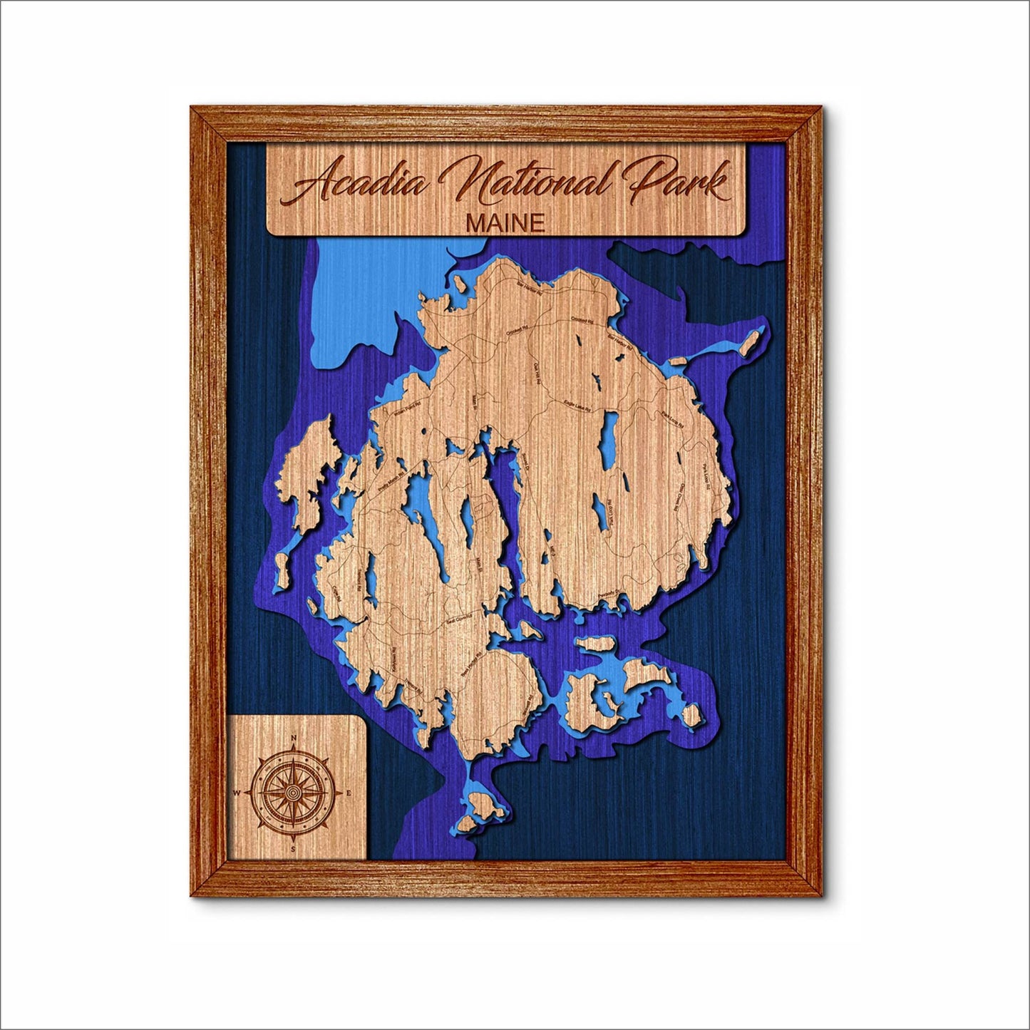 Acadia National Park, Maine Depth Map - Any Lake, Pond, or Reservoir, Home Decor, Wall Art, Wall Decor