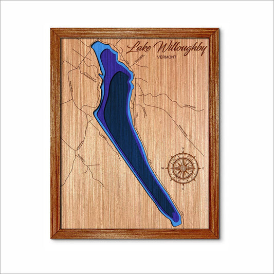 Lake Willoughby, Vermont Depth Map - Any Lake, Pond, or Reservoir, Home Decor, Wall Art, Wall Decor