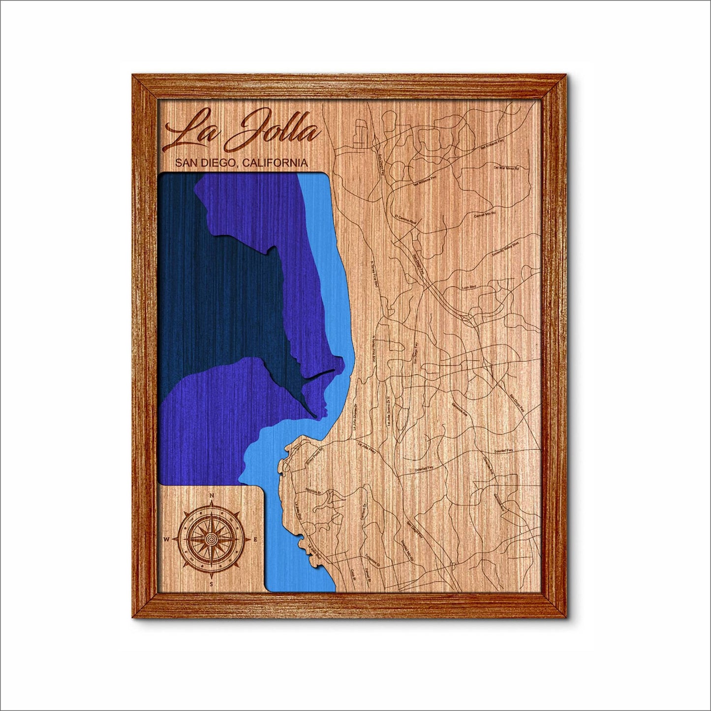 La Jolla Shore in San Diego, California Depth Map - Any Lake, Pond, or Reservoir, Home Decor, Wall Art, Wall Decor