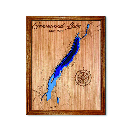 Greenwood Lake, New York & New Jersey Depth Map - Any Lake, Pond, or Reservoir, Home Decor, Wall Art, wall decor