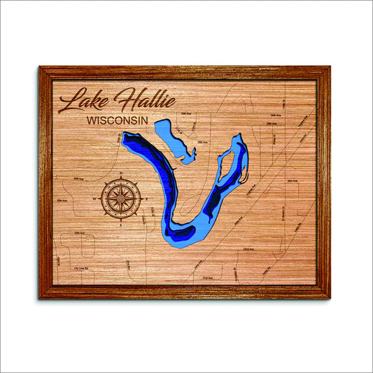 Lake Hallie, Wisconsin Depth Map - Any Lake, Pond, or Reservoir, Home Decor, Wall Art, Wall Decor